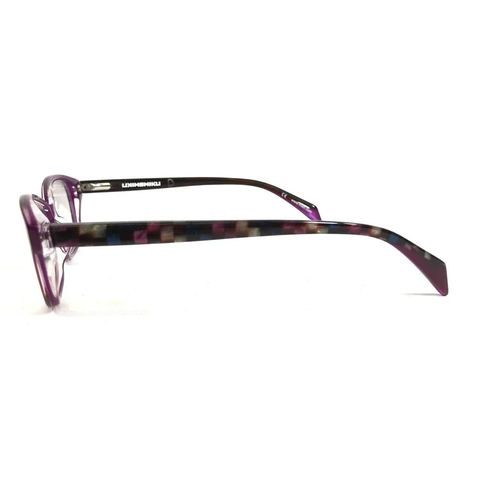 Mikli Eyeglasses Frames ML1217 C017 Purple Checkered Cat Eye Full Rim 54-15-140
